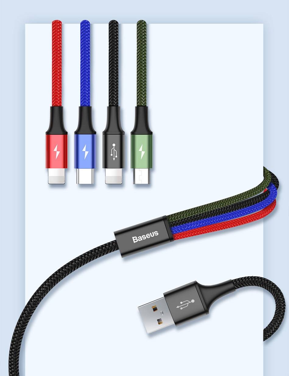 Cabo USB 4 em 1 Colorido 3.5A Baseus