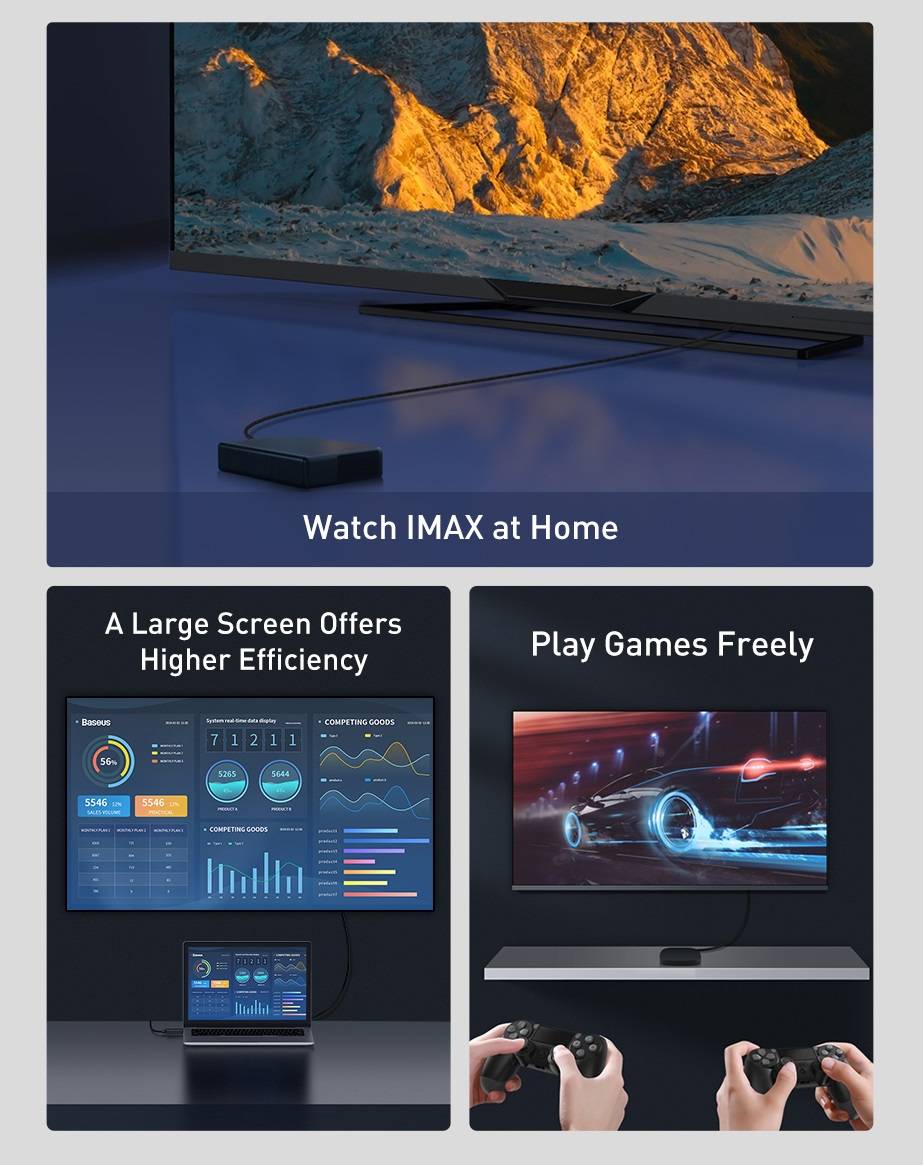 Cabo HDMI 2.1 8K 60Hz 48Gbps Baseus