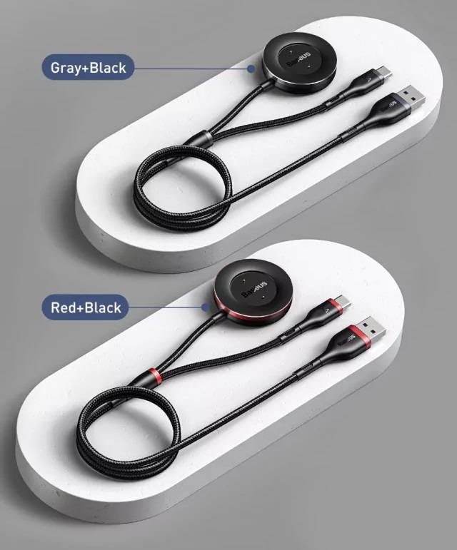 Cabo 2 em 1 USB para USB Tipo C + Carregador para Smart Watch Baseus