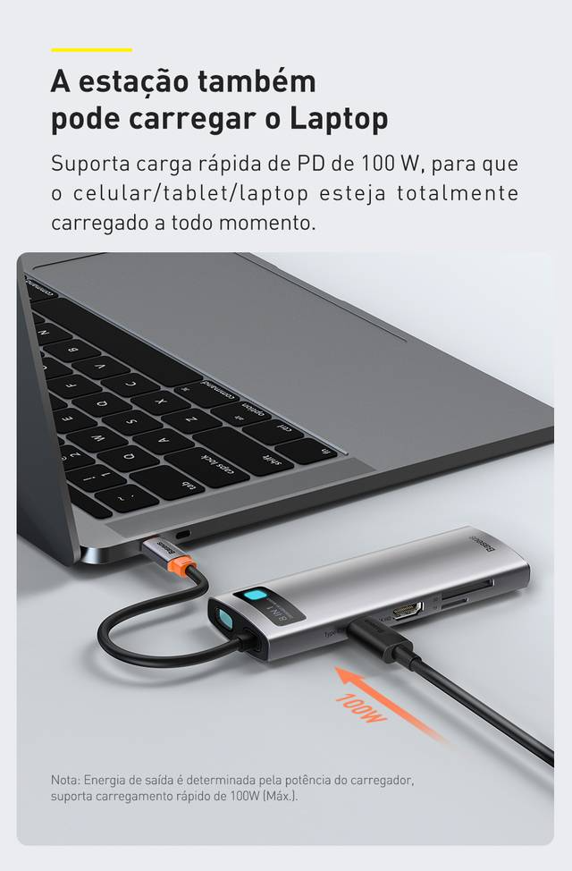 Hub USB C 8 em 1 4K 30Hz Multifuncional Baseus