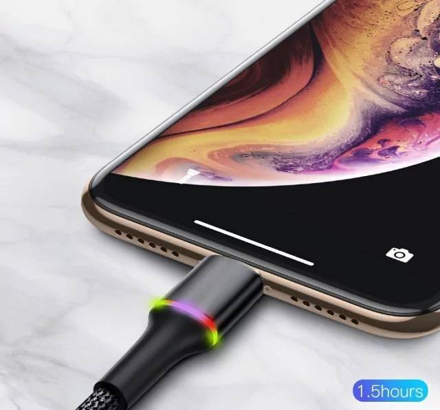 Cabo USB para iPhone com LED 2.4A Baseus