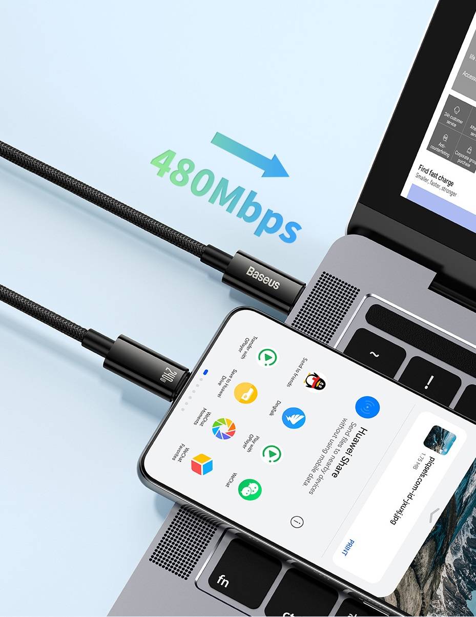 Cabo USB C 240W PD3.1 480Mbps Baseus