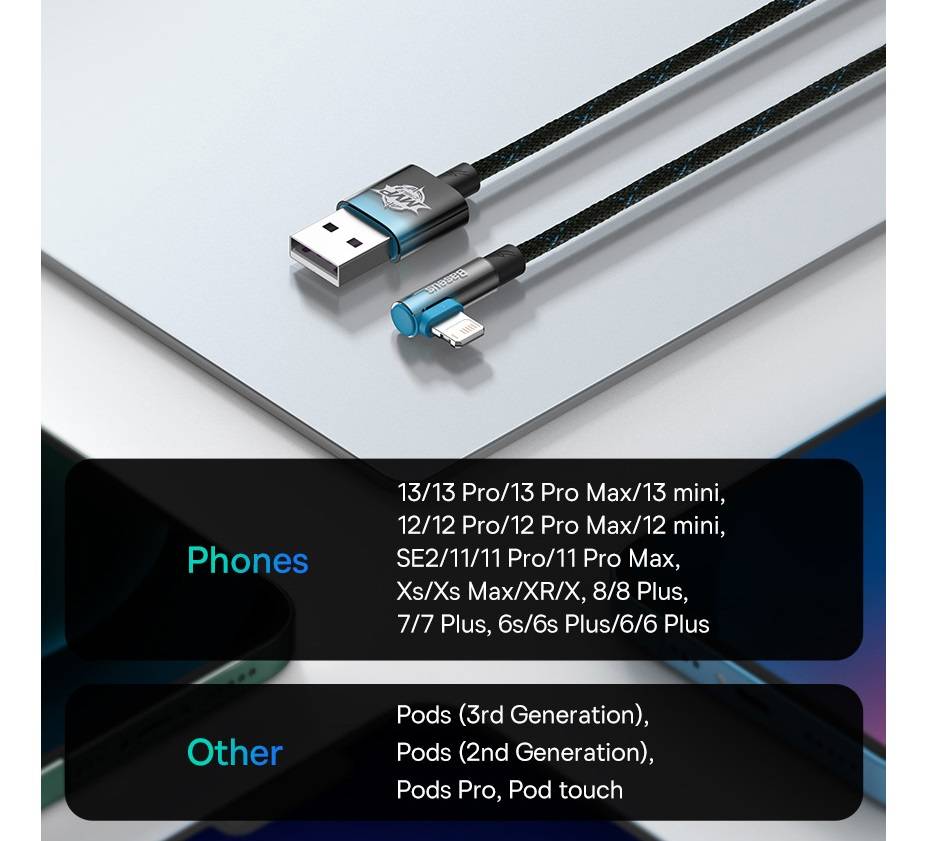 Cabo USB para iPhone 90º MVP 2.4A Baseus