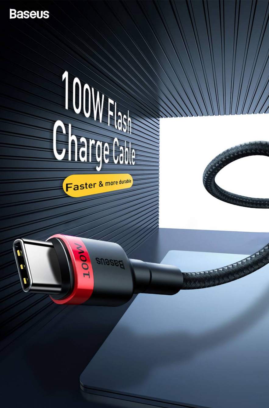 Kit 5 Cabos USB C PD 100W QC3.0 480Mbps Baseus