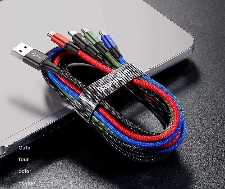 Cabo USB 4 em 1 Colorido 3.5A Baseus