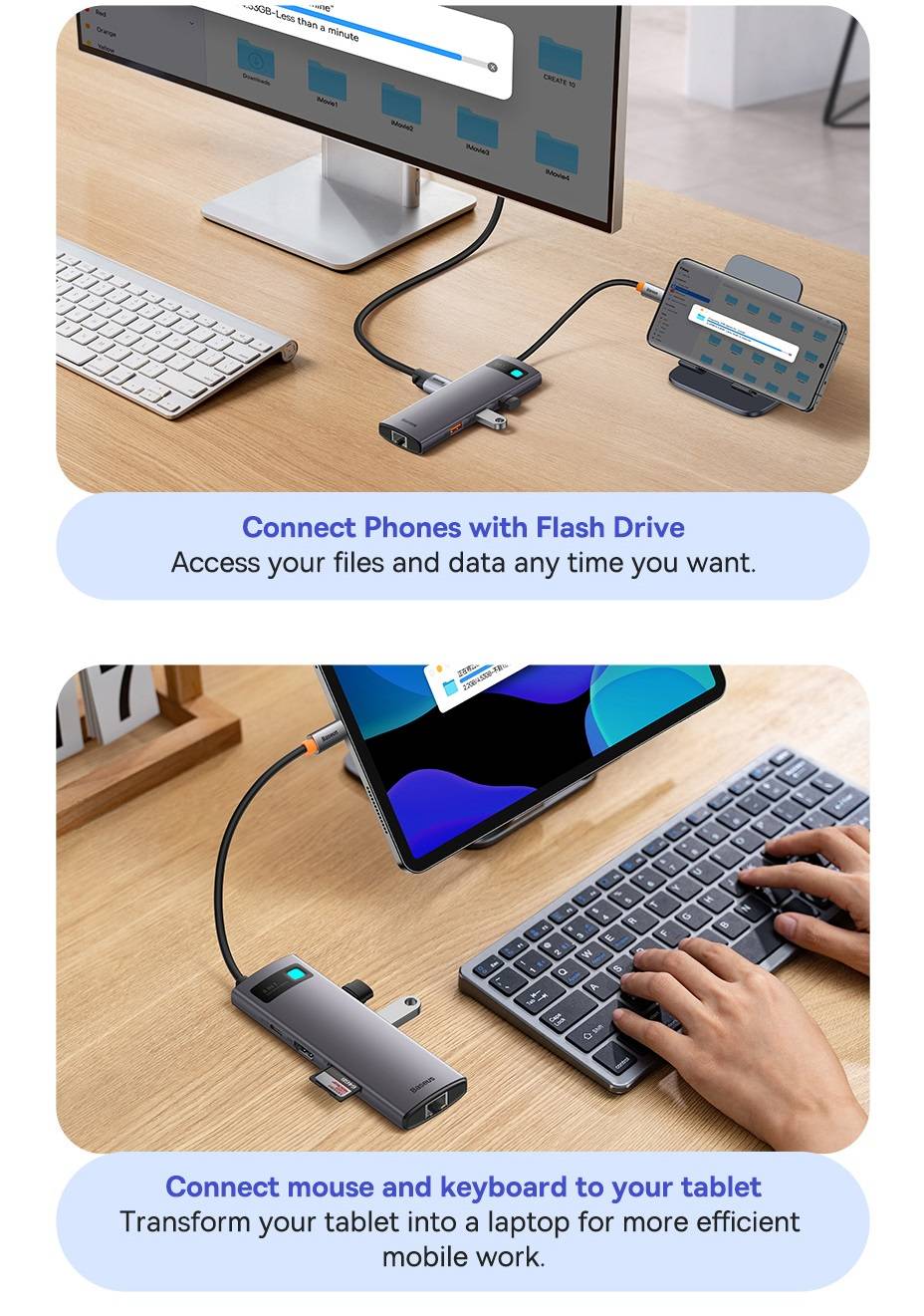 Hub USB C HDMI RJ45 60Hz Atualizado Baseus