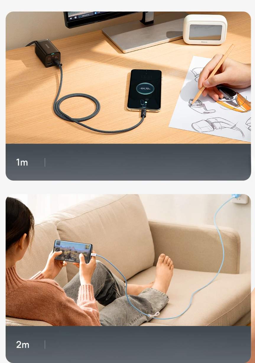 Cabo USB C 100W 6A Dados e Carregamento Rápido Baseus