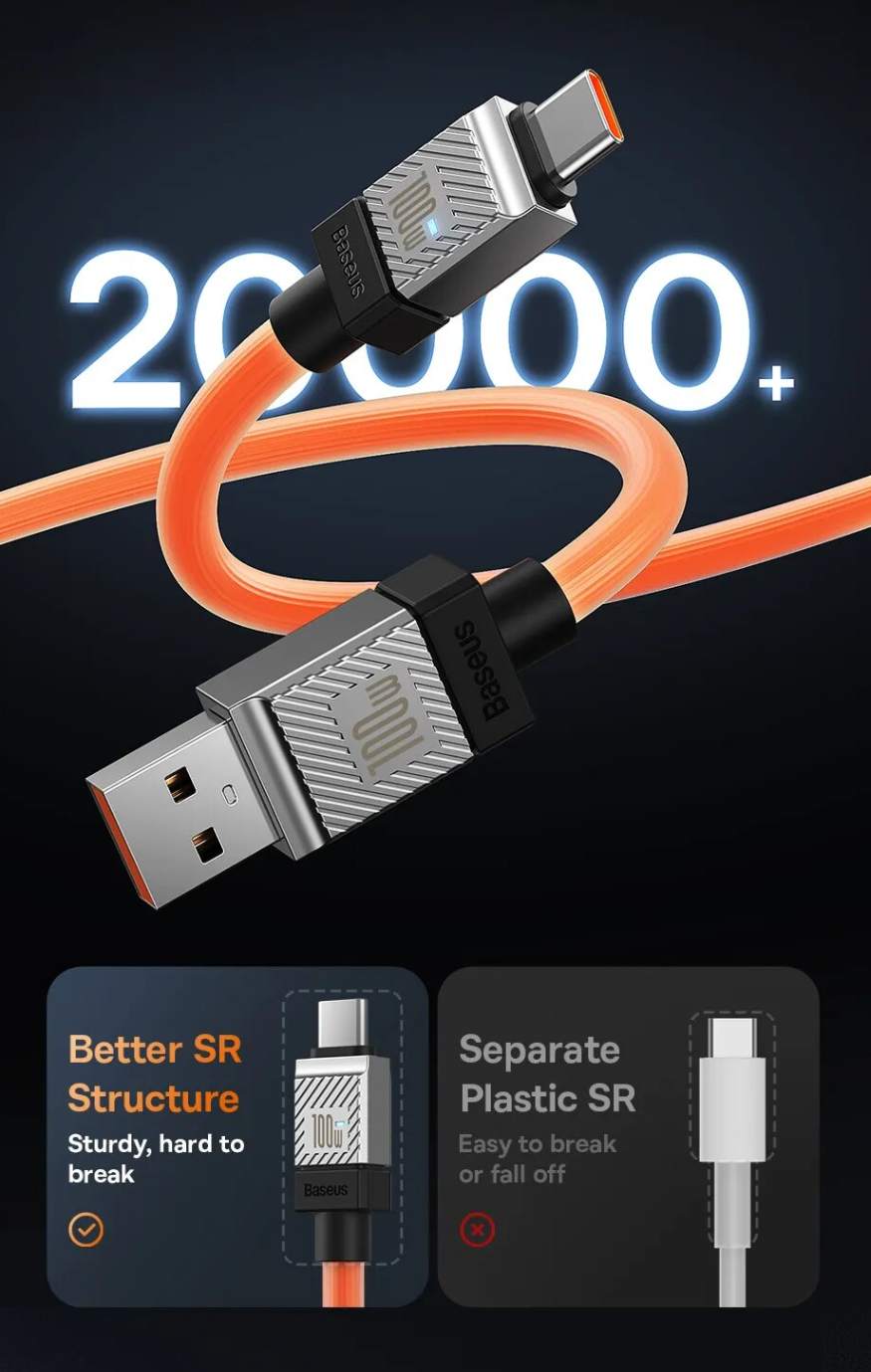 Cabo USB C de Carregamento Rápido 100W Baseus