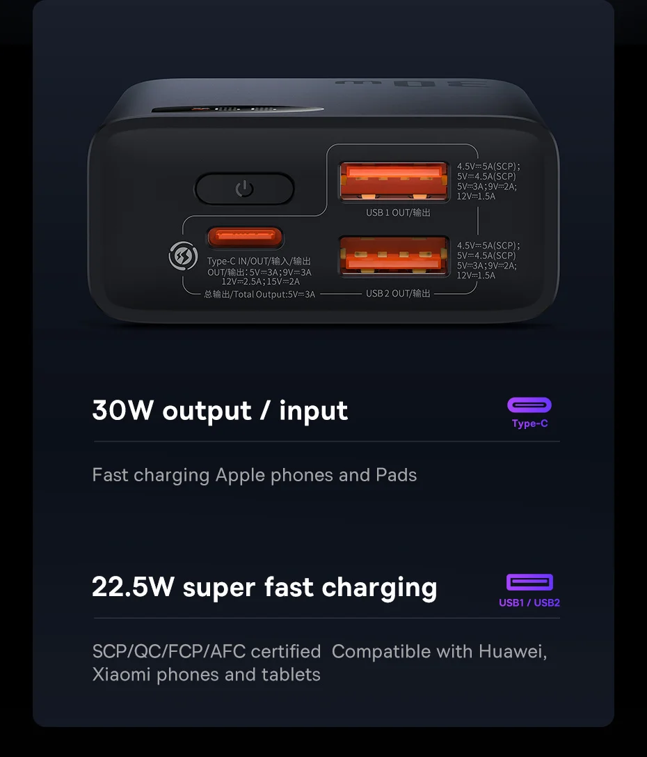 Power Bank 30w 10000mAh Baseus