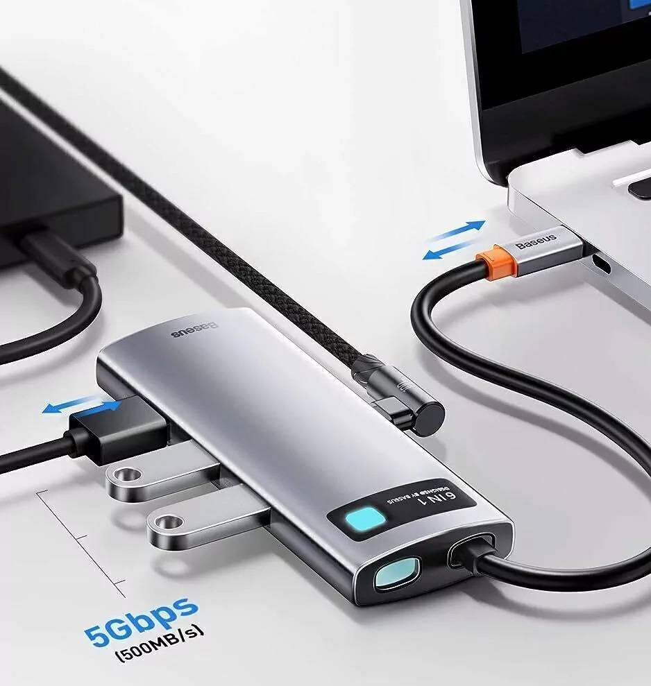 Hub USB C 6 em 1 4K 30Hz Multifuncional Baseus