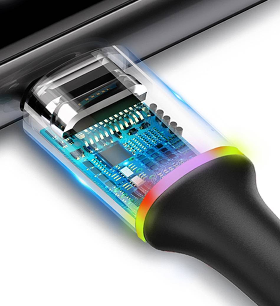 Cabo USB Tipo C 3A LED Colorido Baseus