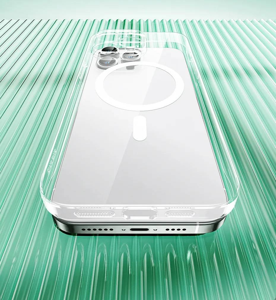 Kit Capa Transparente Magnética para iPhone 15 + Película Baseus