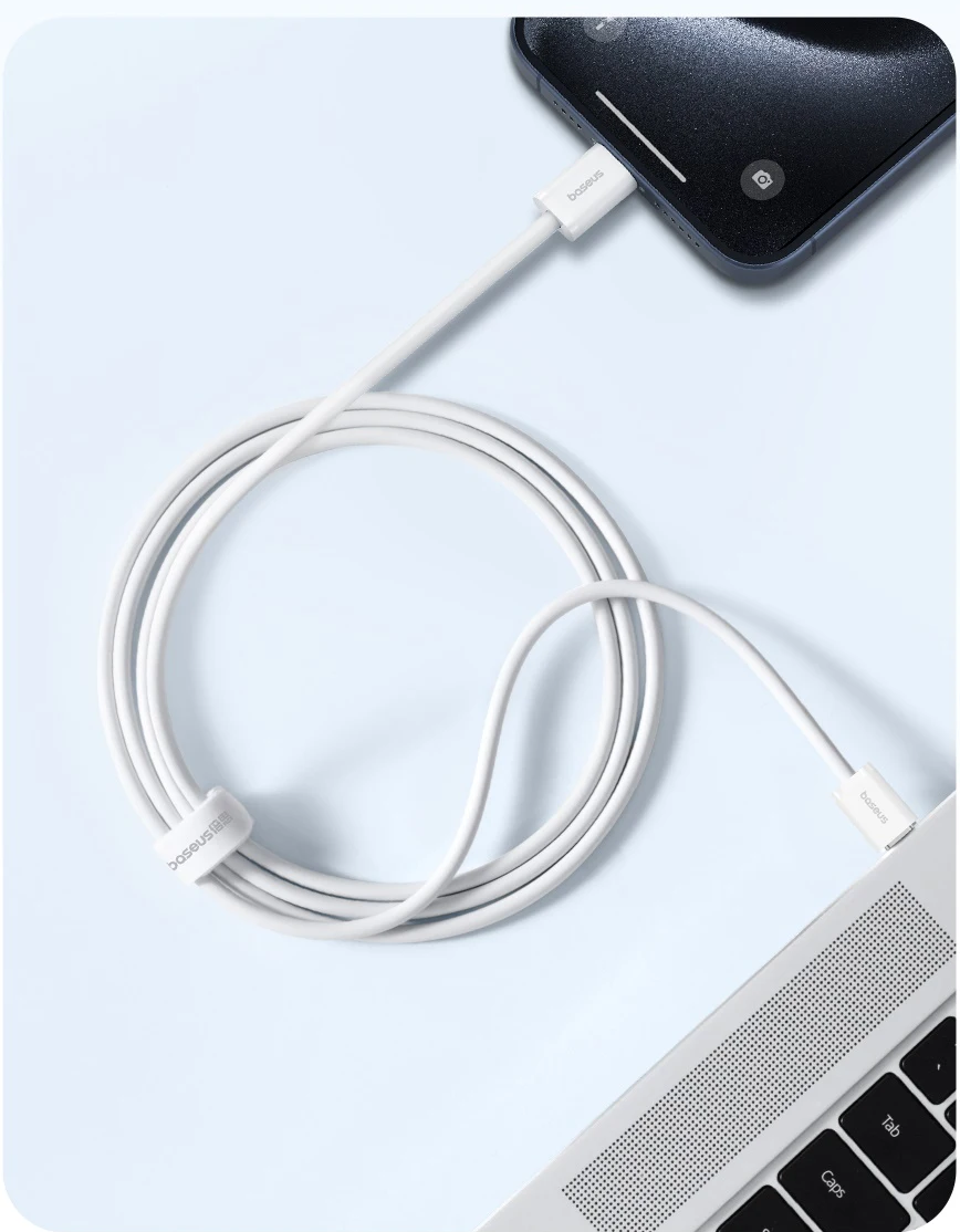 Cabo USB C Dados e Carregamento Rápido 100W Branco Baseus