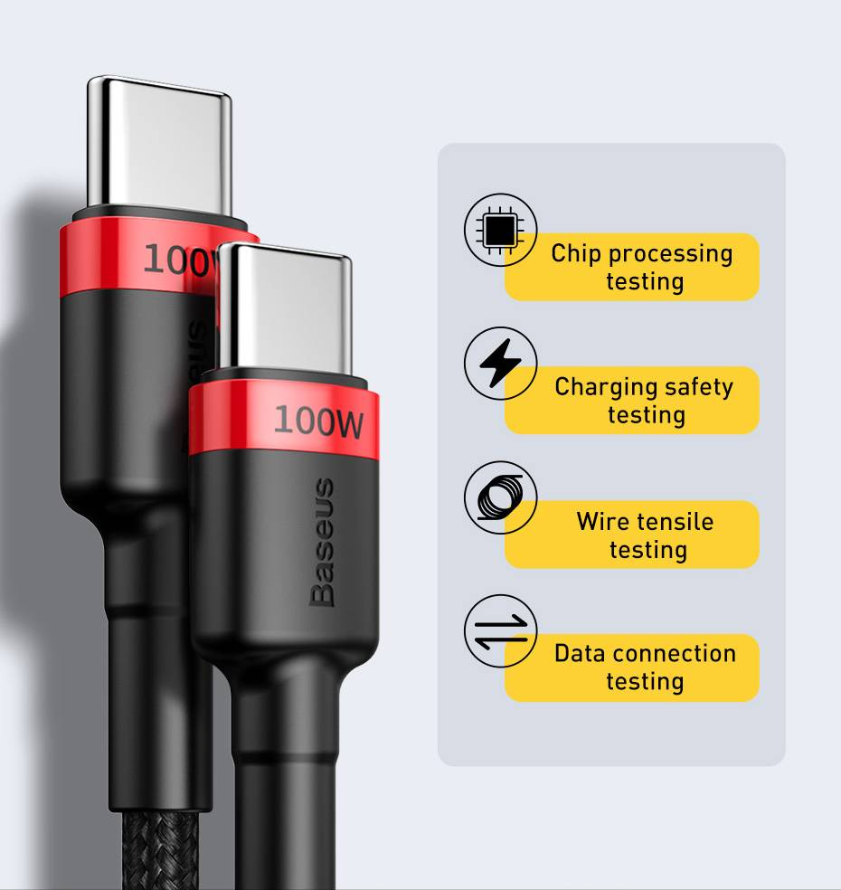 Kit 5 Cabos USB C PD 100W QC3.0 480Mbps Baseus