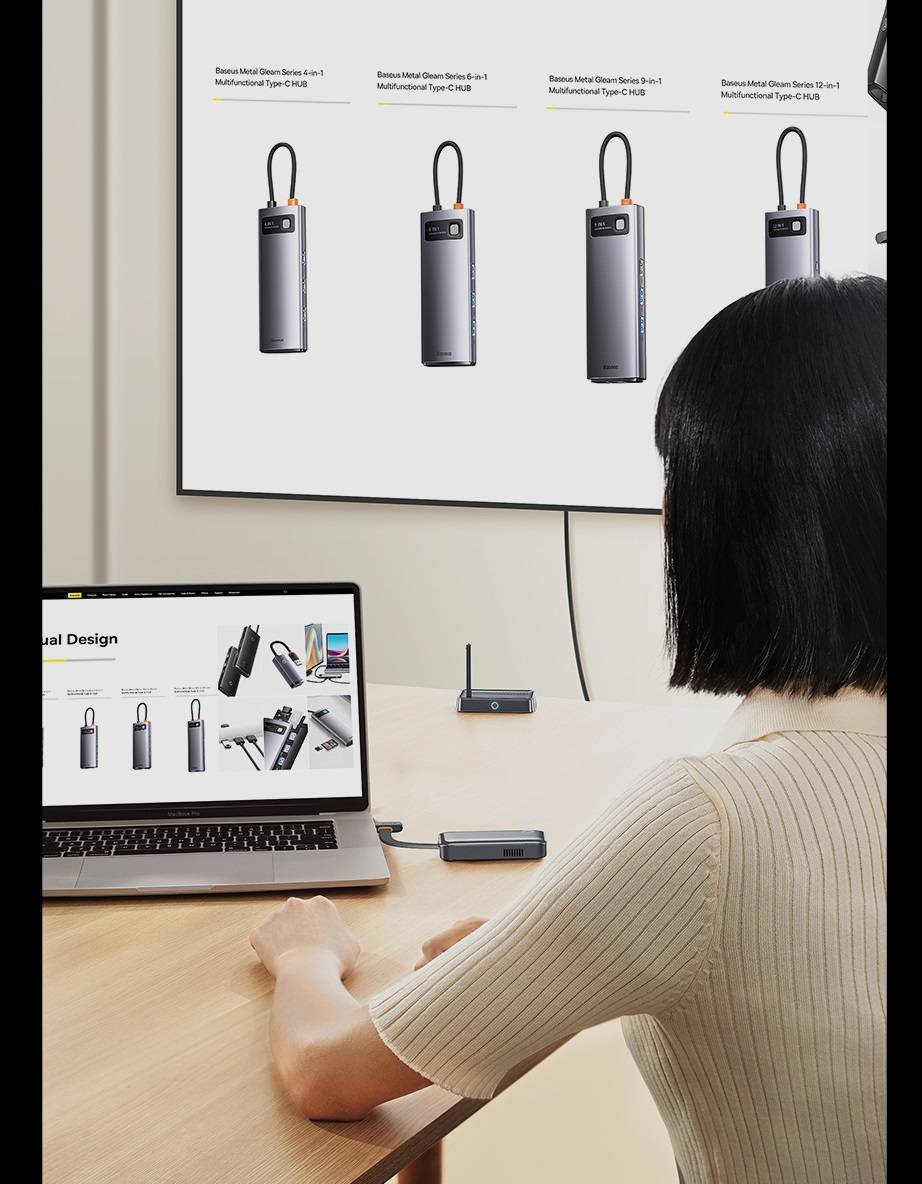 Transmissor e Receptor de vídeo sem fio HDMI USB-C 35m Baseus