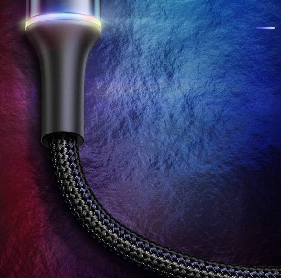 Cabo USB Tipo C 3A LED Colorido Baseus