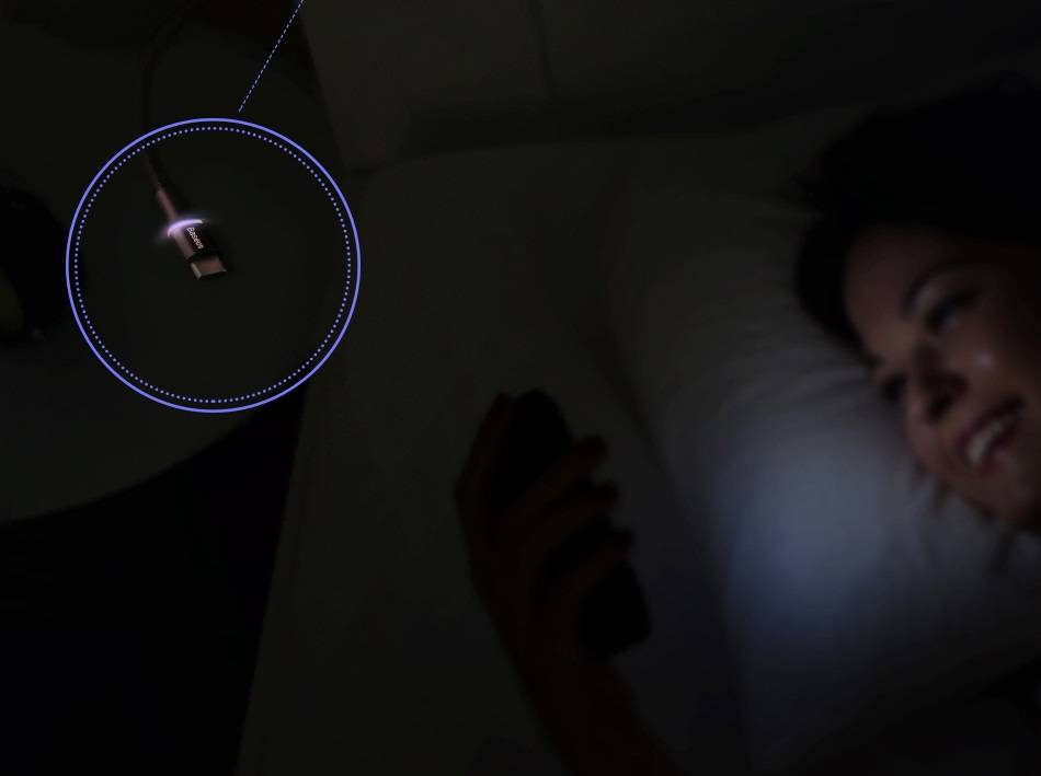 Cabo USB Tipo C 3A LED Colorido Baseus