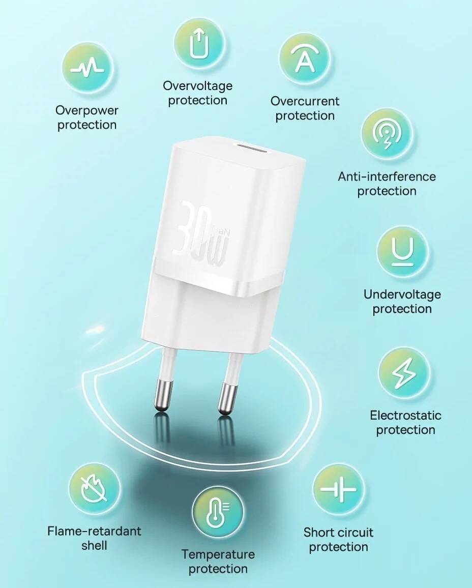 Carregador Mini 30W GaN5 PD USB C Baseus