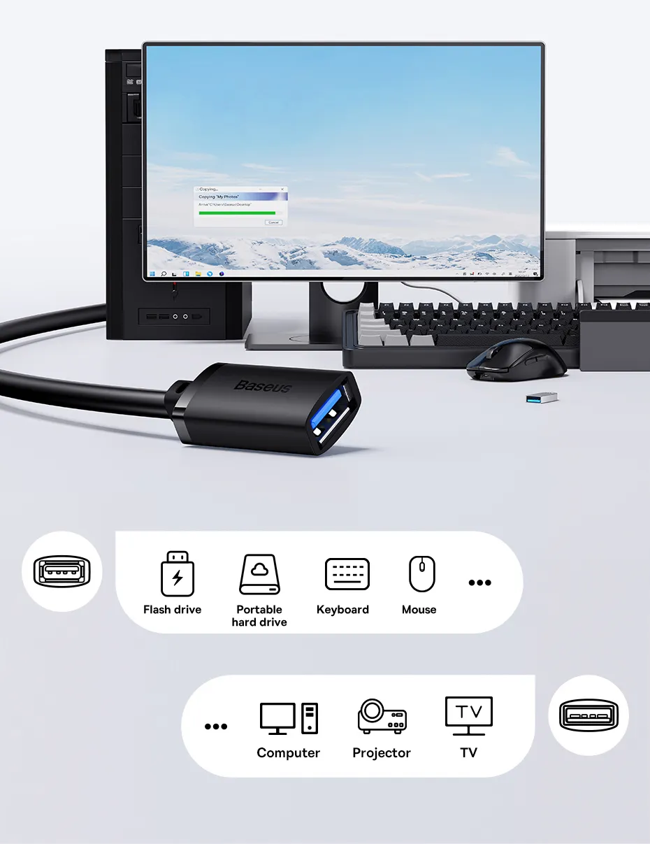 Cabo Extensor USB3.0 5Gbps Baseus