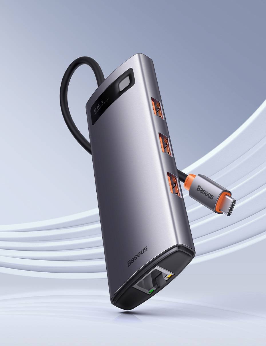 Hub USB C HDMI RJ45 60Hz Atualizado Baseus