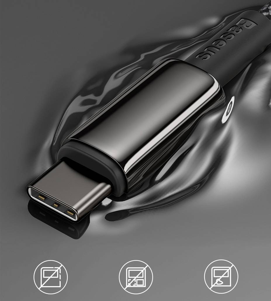 Cabo USB C para USB C 100W 5A QC4.0 Baseus