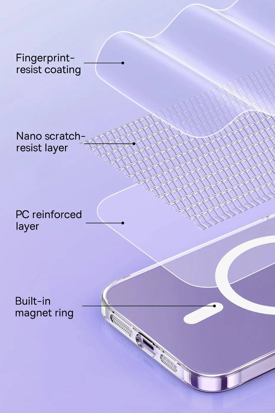 Capa Magnética Transparente para iPhone 11, 12, 13 e 14 + Película Baseus