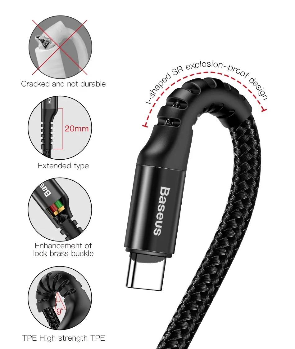 Cabo USB para USB Tipo C Retrátil Fish Eye Baseus