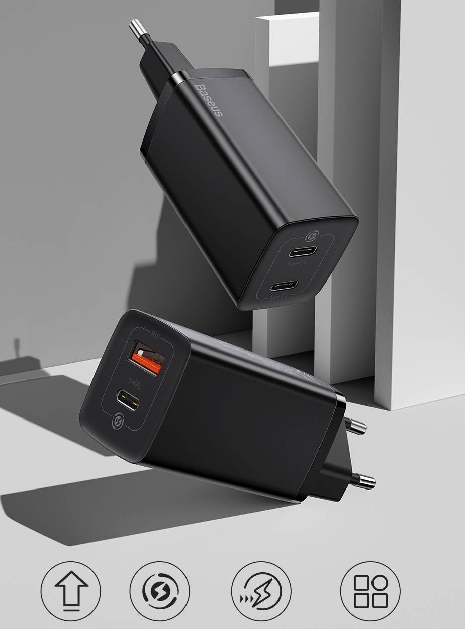 Carregador 65W GaN2 Porta Dupla USB Tipo C Baseus
