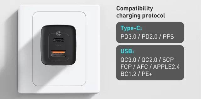 Carregador 65W GaN2 Porta Dupla USB Tipo C Baseus