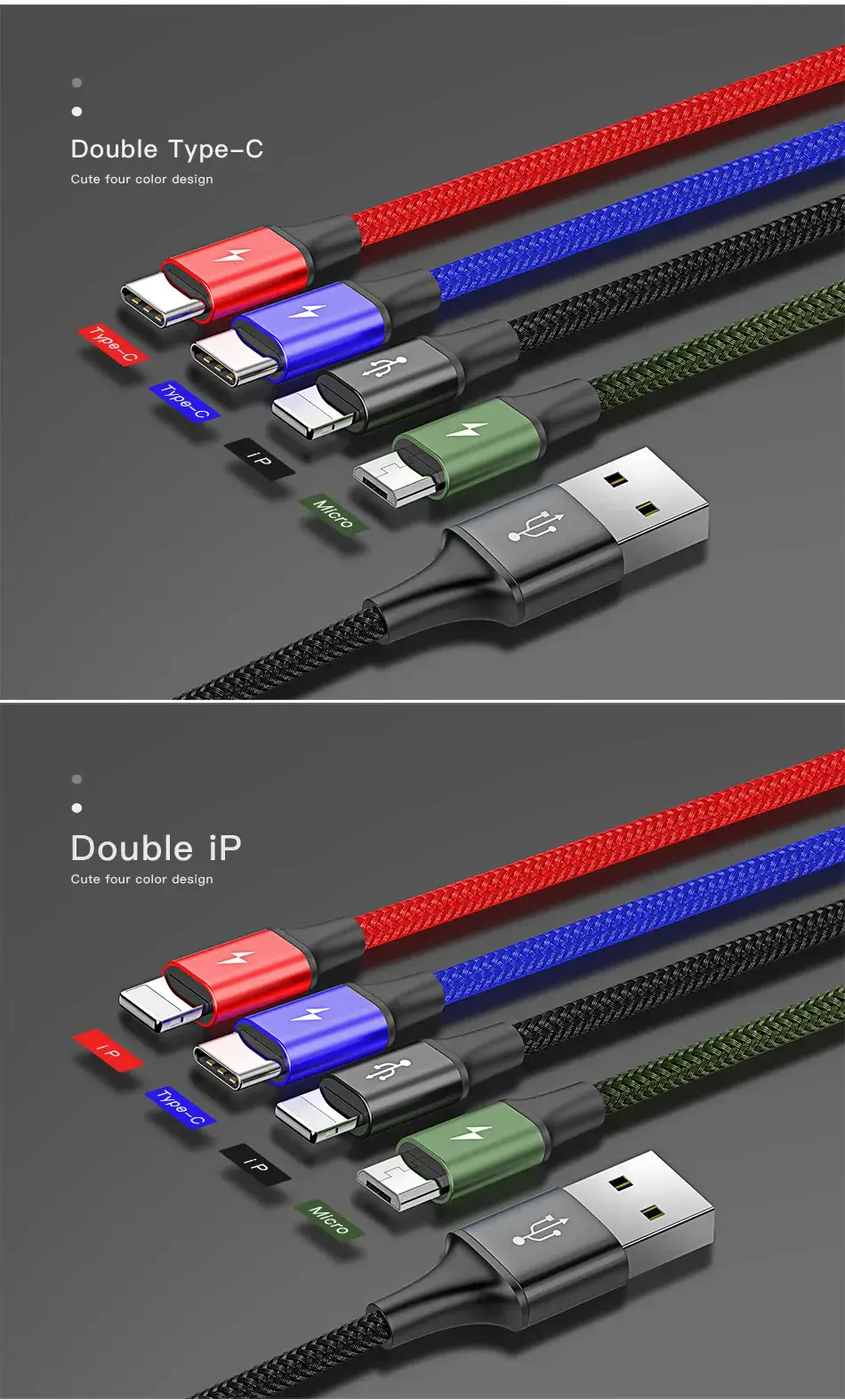 Cabo USB 4 em 1 Colorido 3.5A Baseus