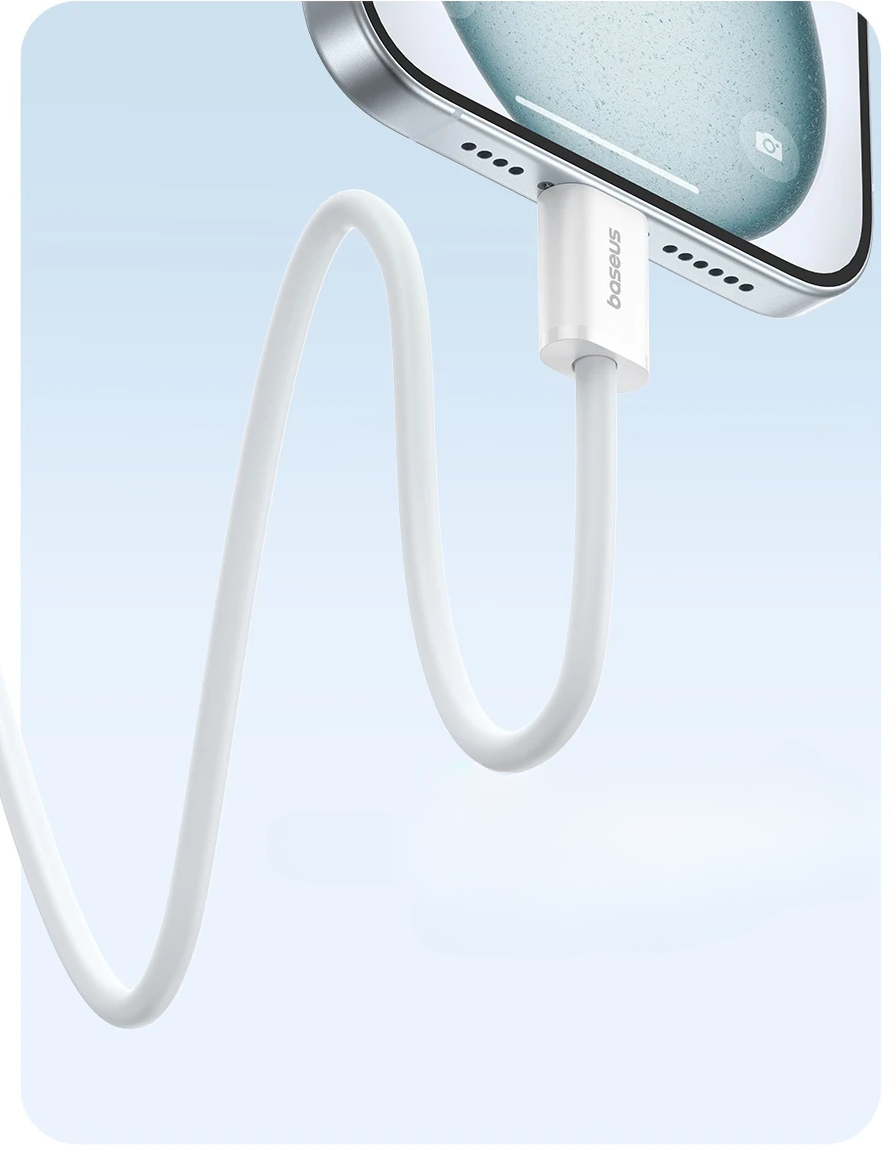 Cabo USB C Dados e Carregamento Rápido 100W Branco Baseus