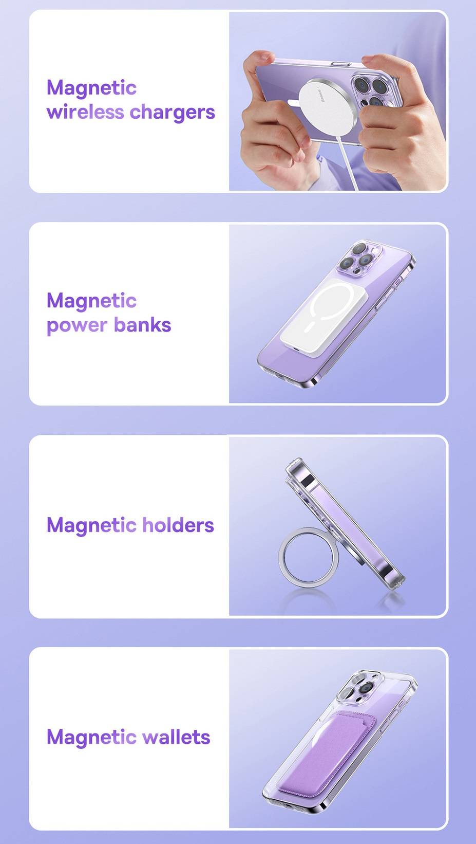 Capa Magnética Transparente para iPhone 11, 12, 13 e 14 + Película Baseus
