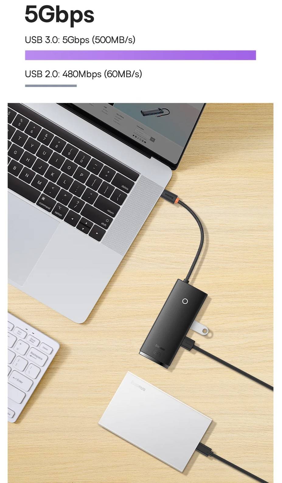 HUB USB C 4K com HDMI Baseus