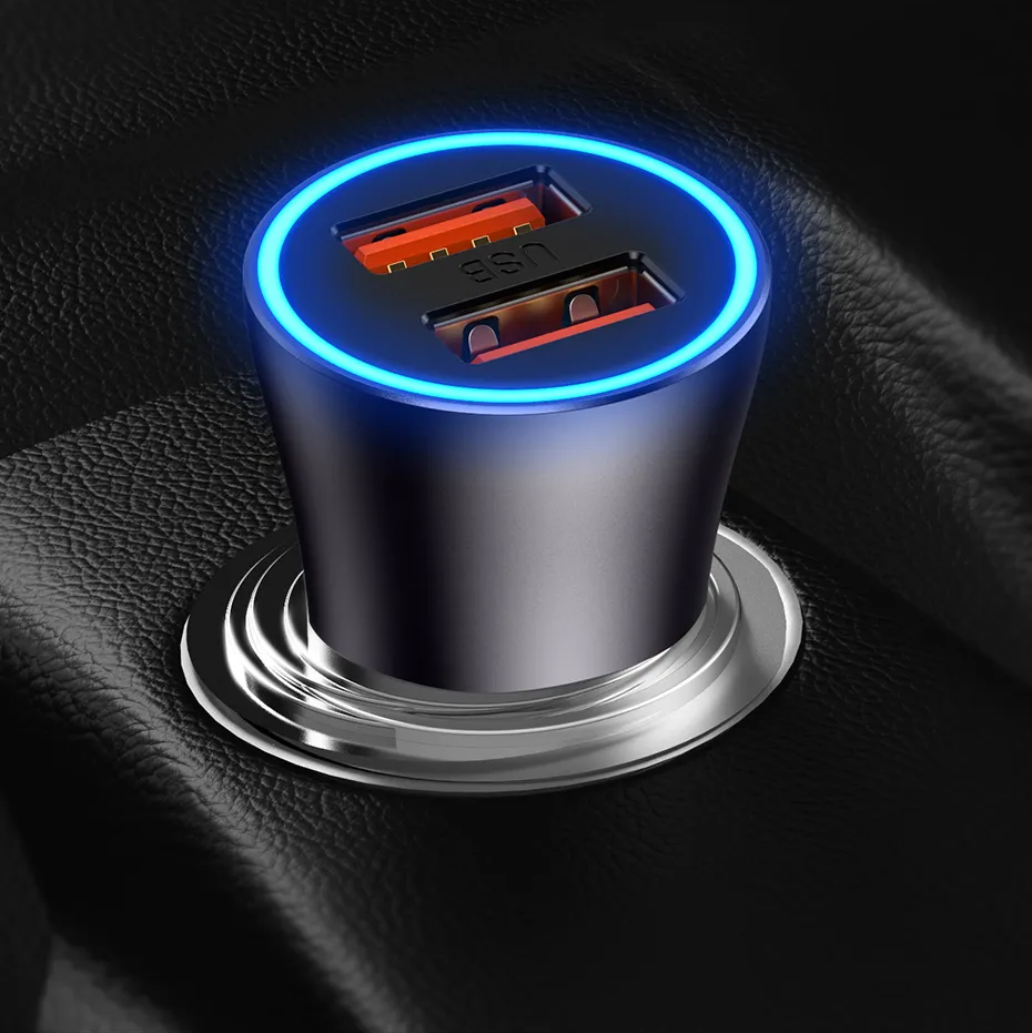 Carregador Veicular 60W Dual Port USB e Tipo C Baseus
