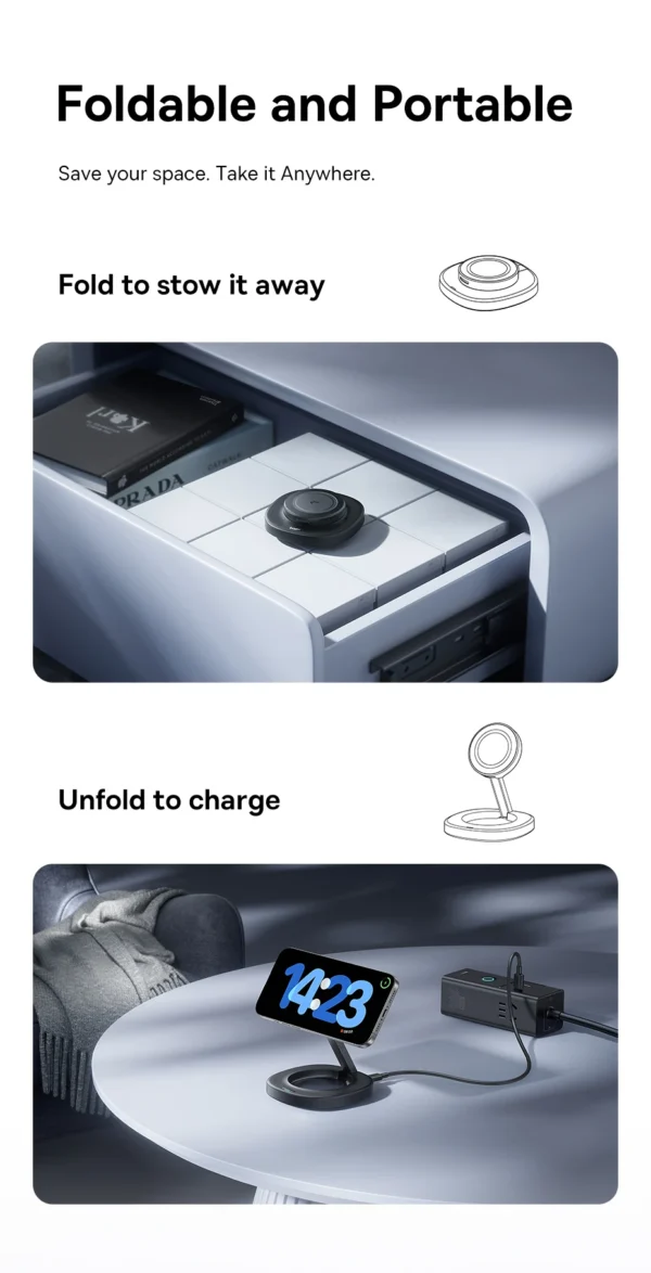 Carregador Magnético 15W Qi2 Dobrável EnerFill FF11 - Imagem 12
