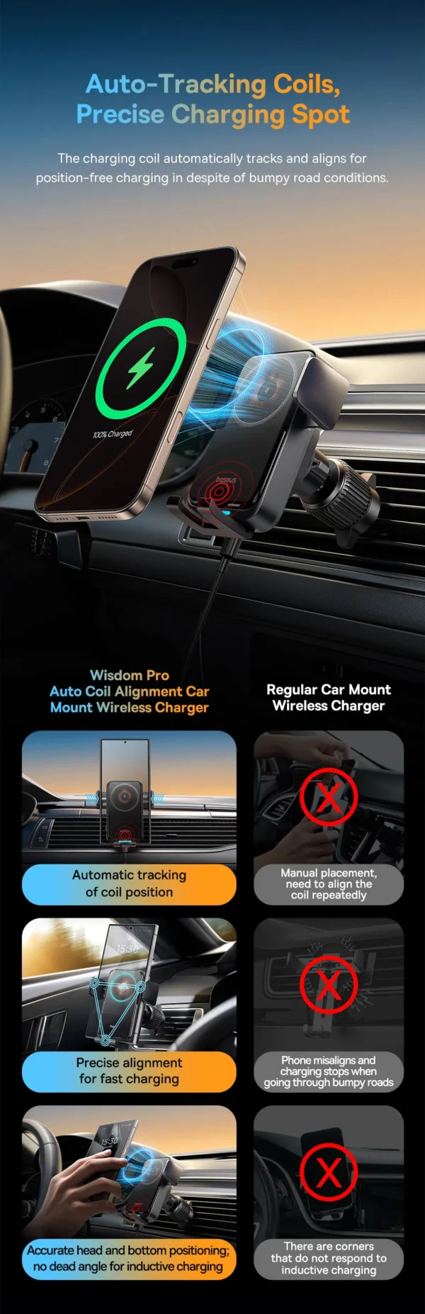 Suporte Veicular Wisdom Pro com Carregador Sem Fio - Imagem 8