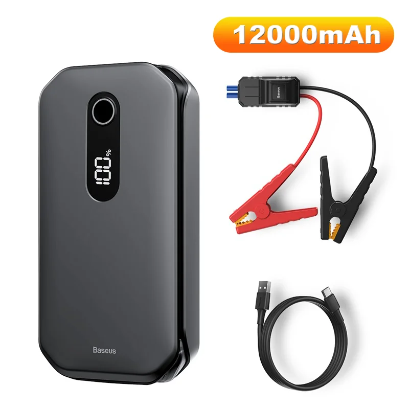 Auxiliar de Partida de Emergência com Display Baseus 12000mAh 1000A - Preto