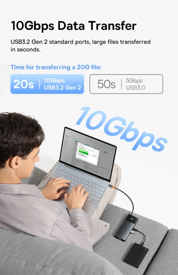 HUB USB C 10 em 1 120Hz com Botão - Imagem 19