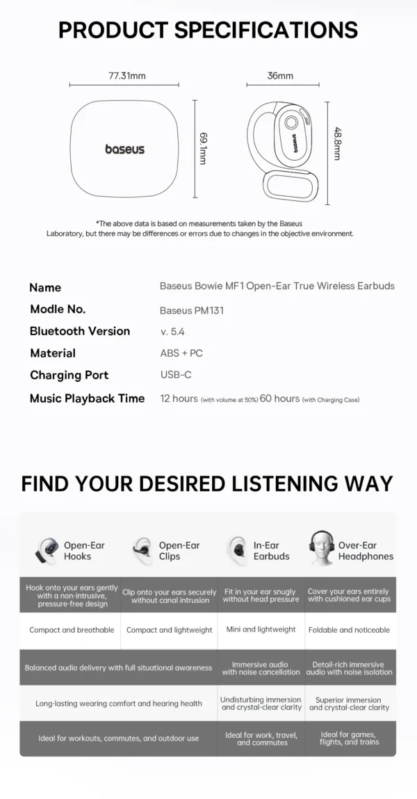 Fone de Ouvido Bluetooth 5.4 Bowie MF1 Orelha Aberta - Imagem 27