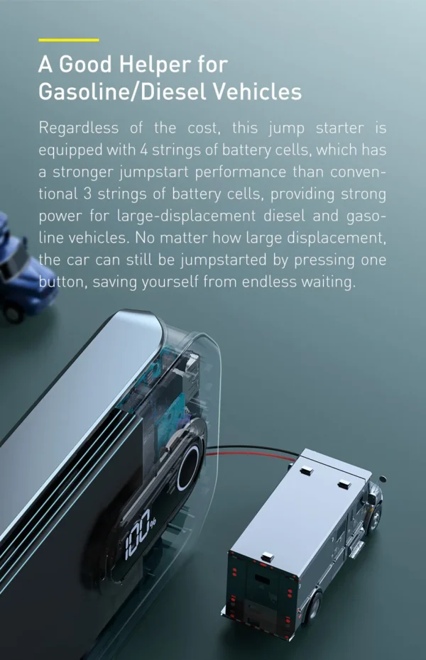 Auxiliar de Partida de Emergência com Display 12000mAh 1000A - Imagem 10
