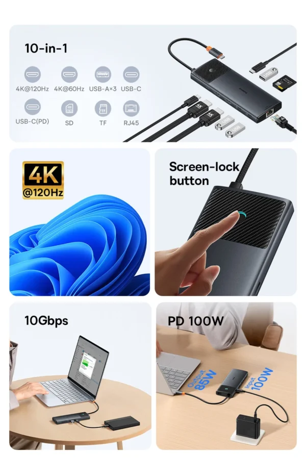 HUB USB C 10 em 1 120Hz com Botão - Imagem 17