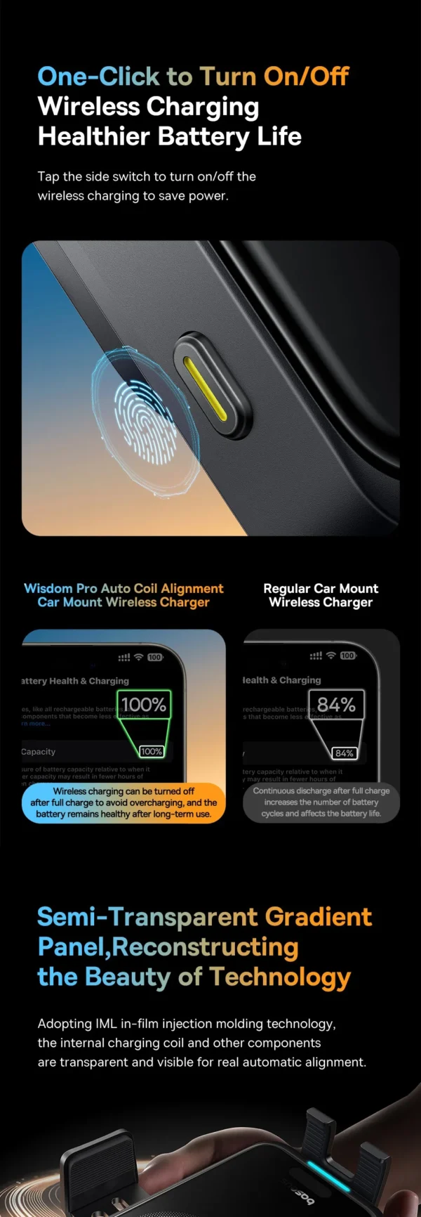 Suporte Veicular Wisdom Pro com Carregador Sem Fio - Imagem 23