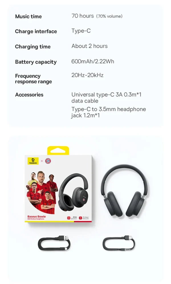 Headset D05 Sem Fio Bluetooth 5.3 Bayern de Munique - Imagem 2