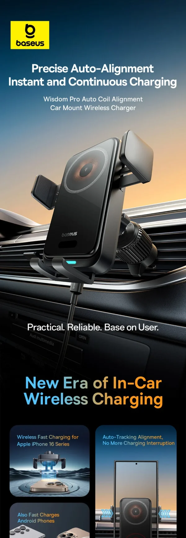 Suporte Veicular Wisdom Pro com Carregador Sem Fio - Imagem 19