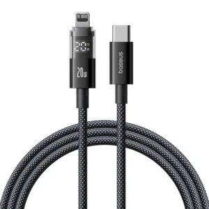 Cabo USB C para Lightning Baseus 20W Display 2 de Carregamento Rápido - Preto