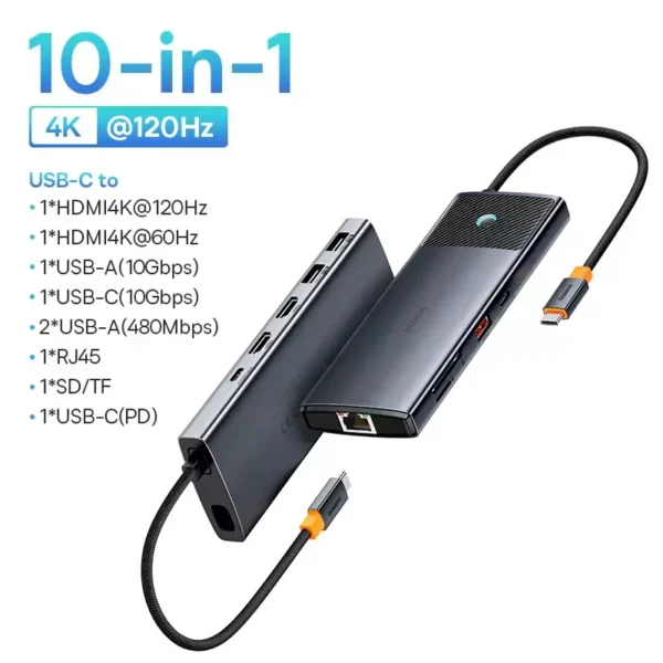 HUB USB C 10 em 1 120Hz com Botão - Imagem 30
