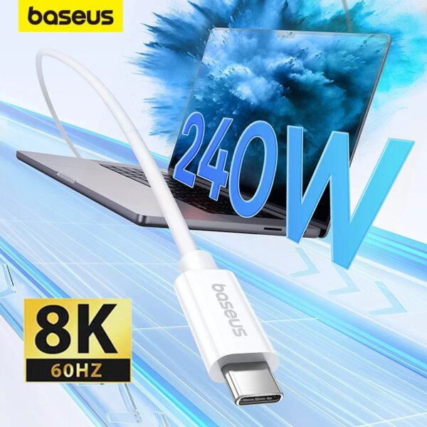 Cabo USB C 240W Ultra Rápido 8K 60Hz - Imagem 2