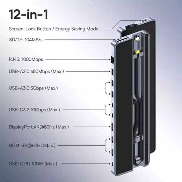 Hub USB C 12 em 1 EliteJoy EH3 com Suporte - Imagem 3