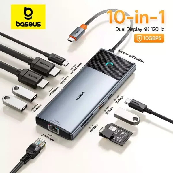 HUB USB C 10 em 1 120Hz com Botão - Imagem 31
