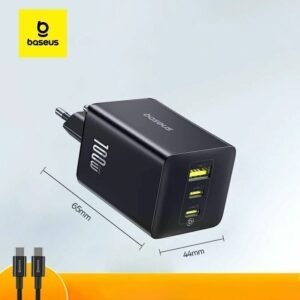 Kit Carregador GaN 100W EnerFill 3 Portas + Cabo USB C